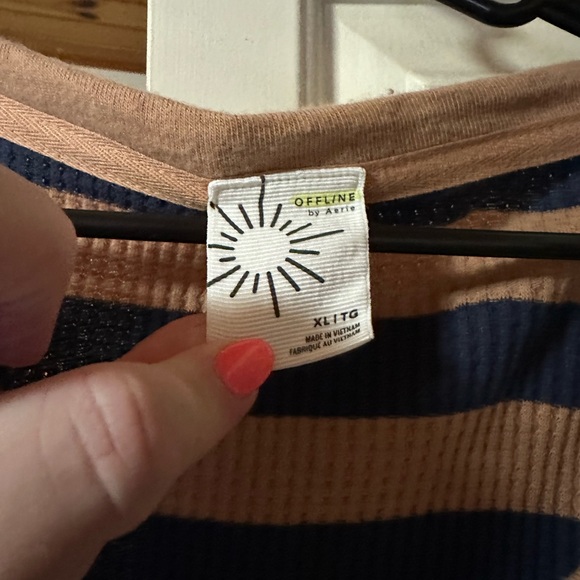 OFFLINE by Aerie Navy and Tan Striped Top - Picture 2 of 2